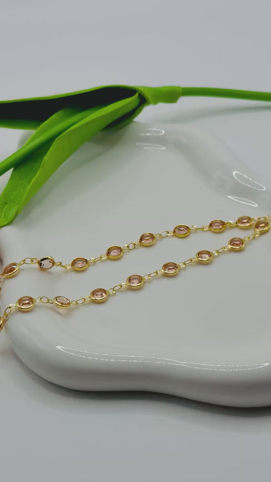 Chaîne Cristal Rosé - création sur-mesure